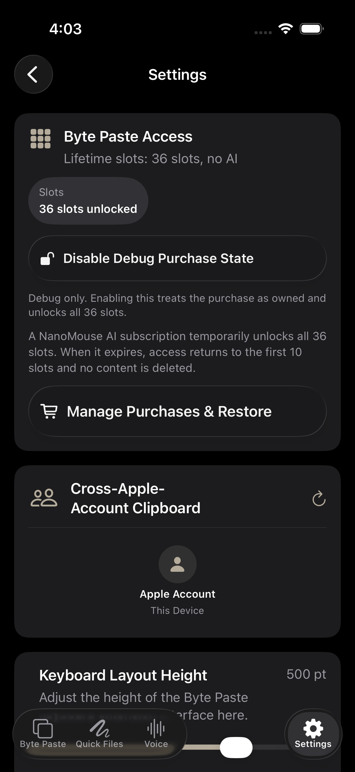 Byte Paste synchronization settings in English