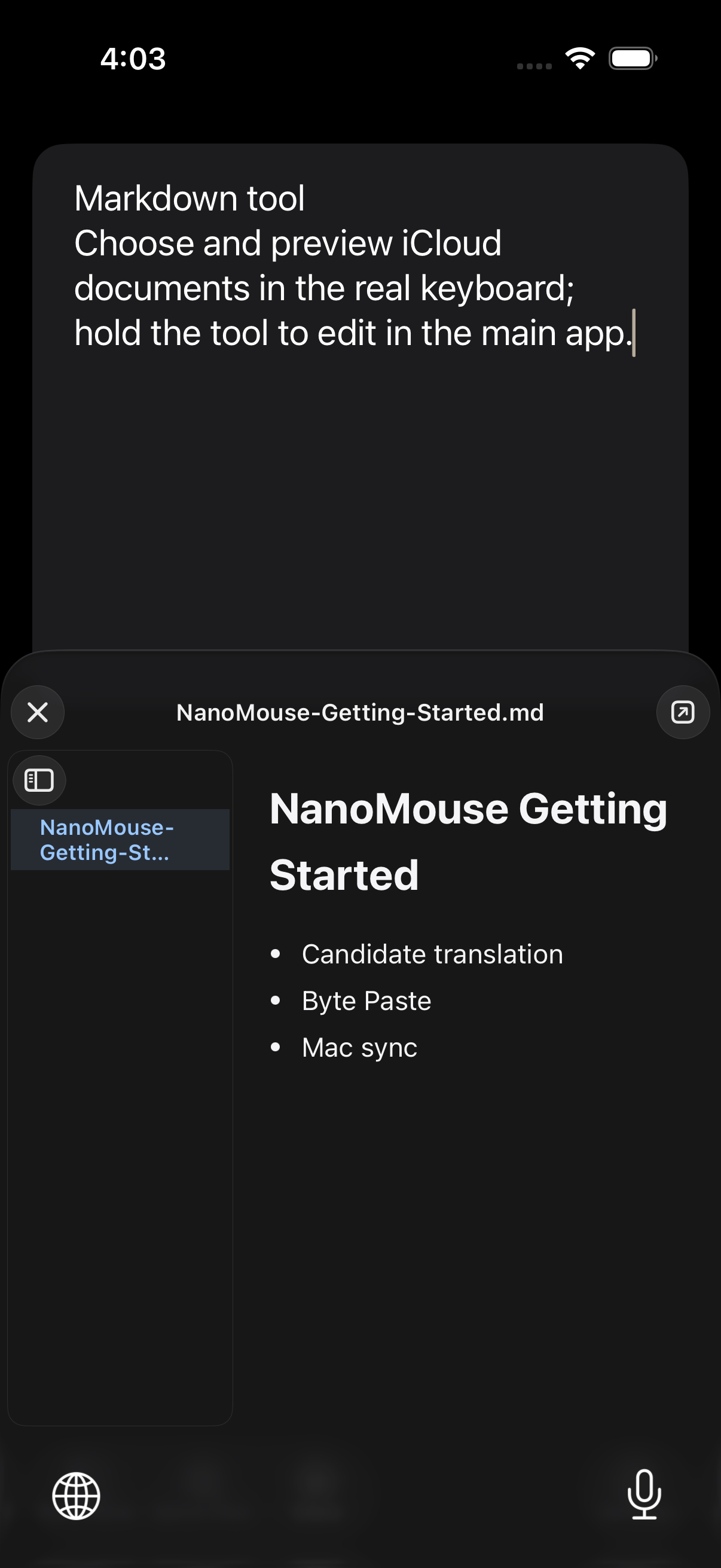 Real Markdown document preview in the keyboard