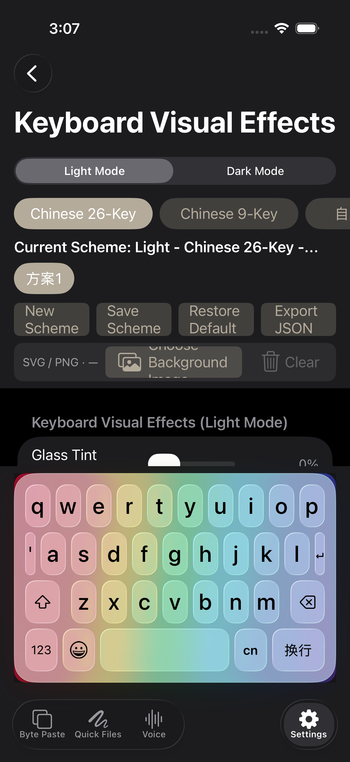 Chinese 26-key light appearance editor in English