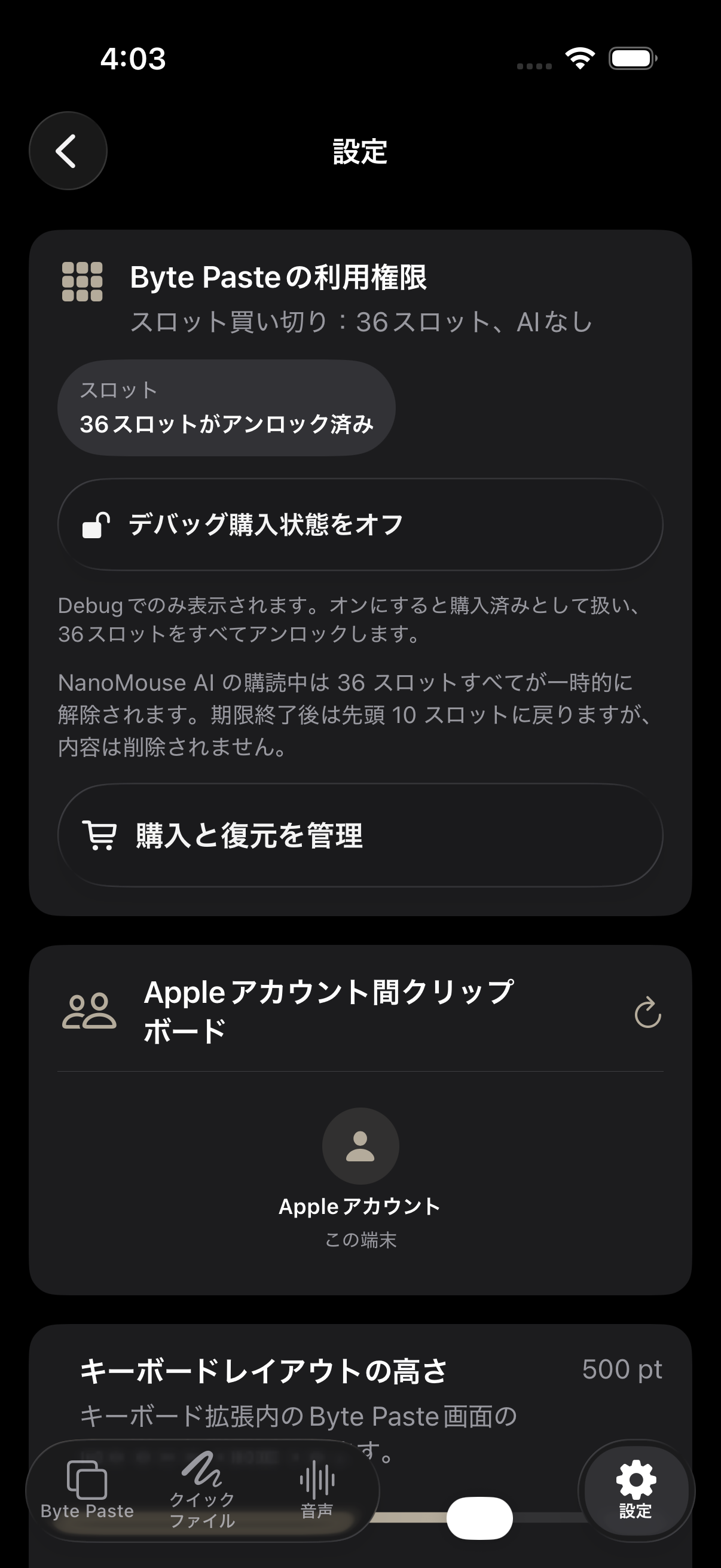 日本語のバイトペースト同期設定