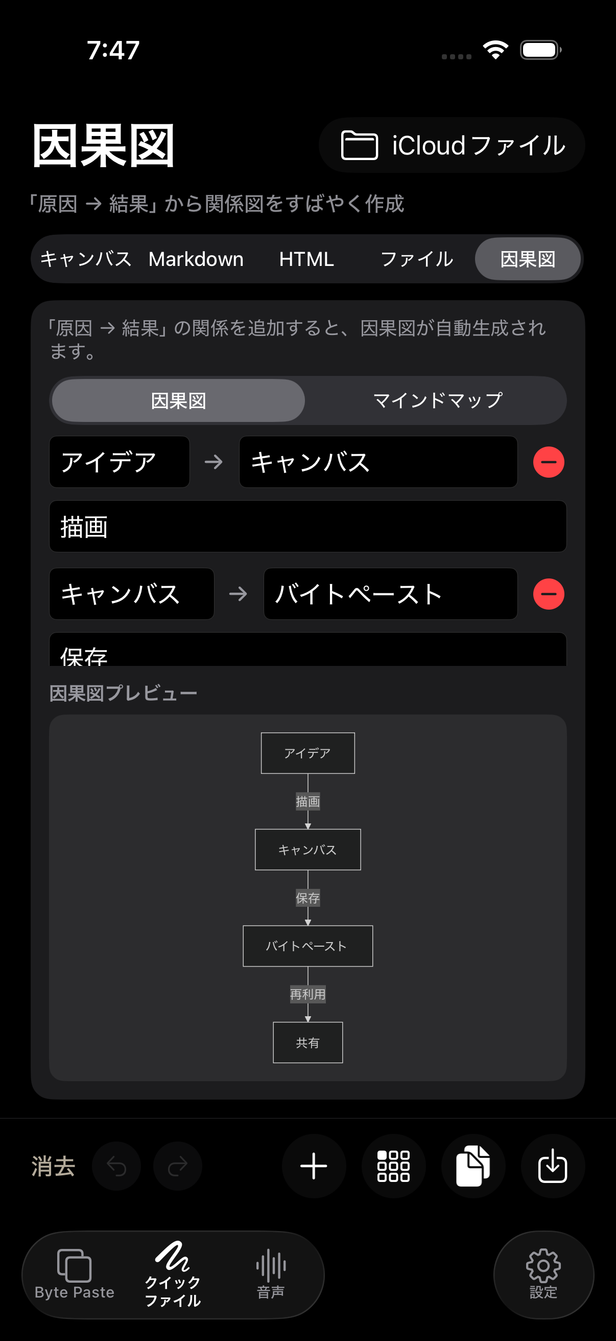 日本語の実因果図